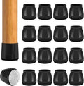 BAIPOK 16pcs Round Chair Leg Floor Protectors, Felt Pads Chair Leg Protectors for Hardwood Floors, Silicone Chair Leg Cups Covers Felt Pads, Prevents Scratches & Reduce Noise, Black, Large