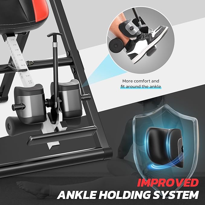 YOLEO Inversion Table Massage & Heat Inversion Table 2025 New Inversion Table for Back Pain Relief Equipment w/Remote Control, Reversible Ankle Holders, Heavy Duty up to 320lbs