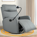 QKFF Swivel Rocker Recliner Chair for Nursery, Upholstered 360° Leather-air Glider Rocking Chair with Phone Holder, Manual Small Recliners for Small Spaces Living Room