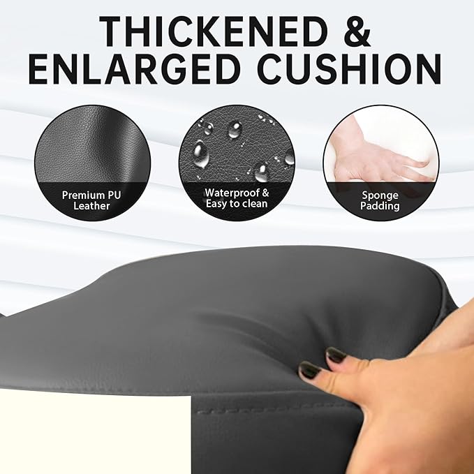 PU Leather Ergonomic Kneeling Chair, Adjustable Home and Office Stool with Thick Pads and Flexible Lockable Brake Wheels for Back Pain Relief（Dark Gray）