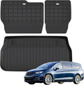 Cargo Mat for 2017-2024 2025 Chrysler Pacifica Fuel & Hybrid with Backrest Mat,TPE All Weather Protection Car Trunk Mat Covering The Backrest Mat with Velcro Fastener Accessories