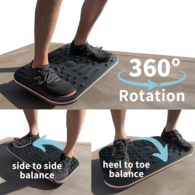 ERGO COLLECT Balance Board For Standing desk, 2-in-1 Dual-Sided Balance Stability Trainer & Anti-Fatigue Standing Mat,Calf Stretcher,Exercise Balance,For Home,Gym,Office