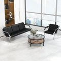 Kinfant Waiting Room Chair- Office Reception Furniture with Armrest and PU Leather Cushion, Office Guest Chair for Waiting Room Airport Hospital Bank Lobby, Black(1 Seat+3 Seat)