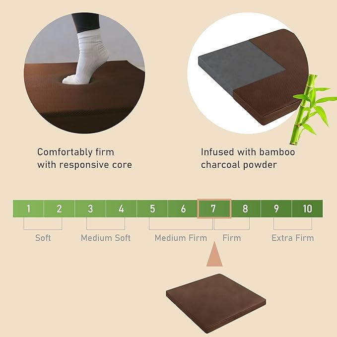 yenzch Meditation Mat Zabuton - Large Floor Cushions & Pillow for Adults - Meditation Cushion & Yoga Floor Sitting - High Density Responsive Bamboo Charcoal Foam Meditation Pad with Washable Cover