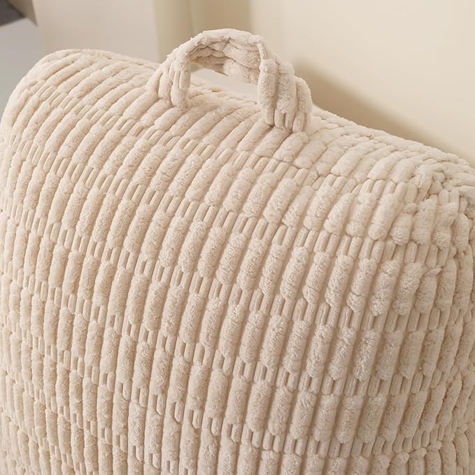 PAJEO Reading Pillow for Sitting in Bed, Large Backrest Reading Pillow with Arm Rest,Back-Rest Support Cushion for Sit Up on Couch, Sofa, and Floor, Dorm Essentials (Cream Corduroy, Standard(17"))