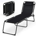 Goplus Chaise Lounge Chair, Folding 5-Postion Beach Lounge Chair with Detachable Pillow, Sunbathing Lounger, Adjustable Tanning Chair for Patio Lawn Pool Yard Outdoor