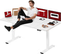 SANODESK Standing Desk Height Adjustable Electric Stand up Desk 79x32 Inches Sit Stand Home Office with Splice Board, White Frame/White Top