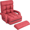 Giantex Folding Floor Chair with 6-Position Adjustable Backrest, Armrests & Removable Pillow, 330Lbs Capacity, Lazy Sofa Armchair, Chaise Lounge Bed, Gaming Recliner for Living Room Bedroom, Red