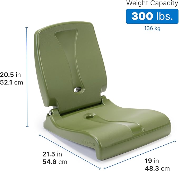Step2 Foldable Adult Flip Seat, Portable Outdoor Chair for Poolside, Tailgating, Camping, Picnic Chair, Provides Back Support When Sitting on Ground, Olive