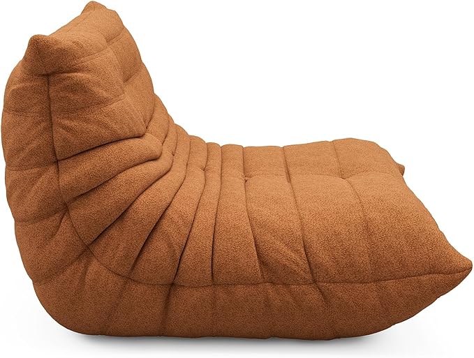 cebihy Premium Quality Fireside Togo Sofa Bean Bags Chair for Adults Giant BeanBag Chairs Floor Couch for Living Room Bedroom Dorm Office, Compression Togo Couch, No Assembly Required, Orange
