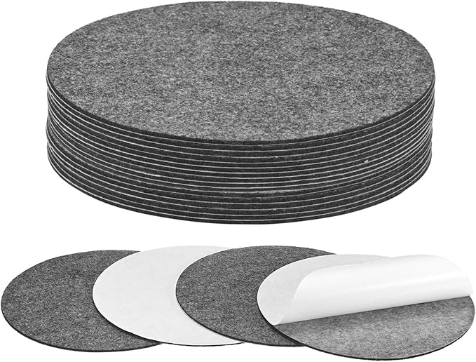 20-Pack Lamp Base Felt, 6.5 Inch Dia. 2mm Thick Self Adhesive Round Fabric Felt Pads for Lamp/Furniture/DIY, Non-Slip Fiber Backed Patch Circles with Adhesive Backing [Grey]