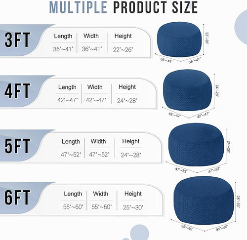 3FT Bean Bag Chair,Giant Bean Bag Chairs for Adults,Big Bean Bags with Memory Foam Filled, Large Beanbag Chairs with Chevron Plush Cover-Blue