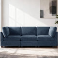 EDILLY 94 inches Oversized Modular Sectional Fabric Cloud Sofa Set, Extra Large L Shaped Couch Reversible Chaise Couch,3 Seat Modular Sofa, Blue