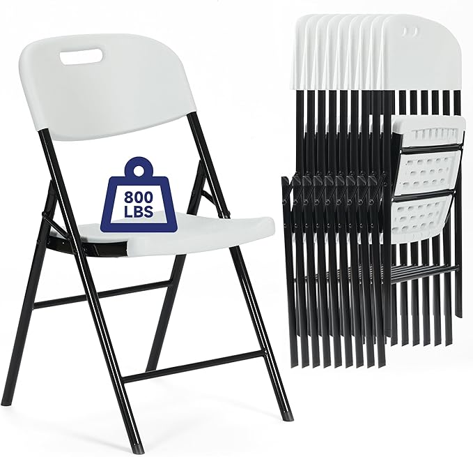 Winlice 60 Pack Thicker 800 LBS White Folding Chairs, Commercial Grade Folding Chair, Foldable Chairs for Events