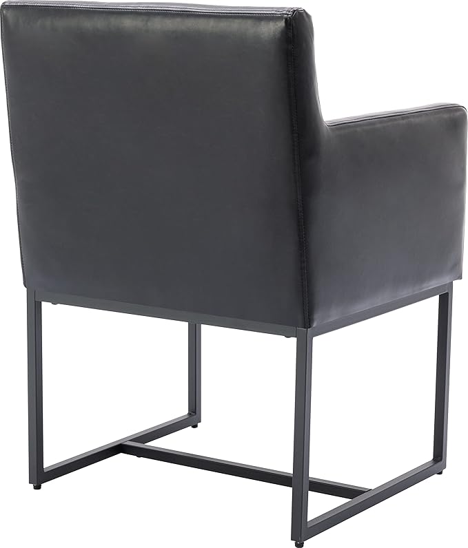 BESTANO Set of 4 Upholstered Dining Chairs with Armrest, PU Leather Modern Accent Armchairs, Kitchen & Dining Room Chairs Side Chairs, Black