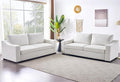 ELUCHANG 85" Modern Sofa Couches for Living Room, 3 Seater Natural Linen Sofa with Extra Deep Seats, Upholstered Cushion&Detachable Cover, Comfy Couch for Small Space, Apartment, White, 2PC
