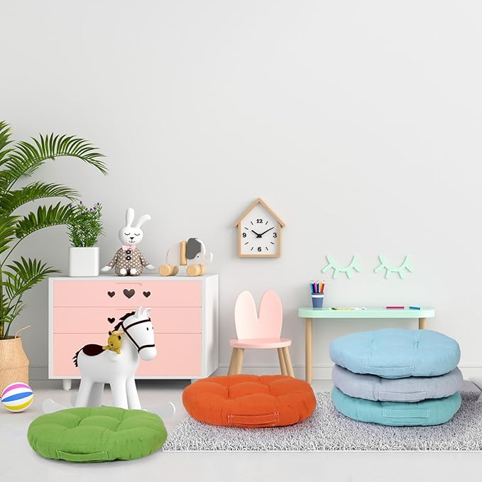 Gerrii 12 Pieces Classroom Floor Cushions with Handles Flexible Floor Seating Cushions Pillows School Chairs in Home School Classroom Kindergarten Daycare Nursery(Fresh Color,Round)
