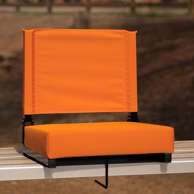 Flash Furniture Grandstand Portable Stadium Seat for Bleachers or Benches, Folding Padded Stadium Chair with Carrying Handle, 500 lb. Weight Capacity, Orange