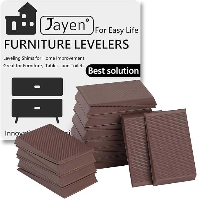 Furniture Levelers, 20Pcs Flexible Multi-Purpose Rubber Shims for Leveling - Prevent from Wobbling for Furniture Toilet (Brown)