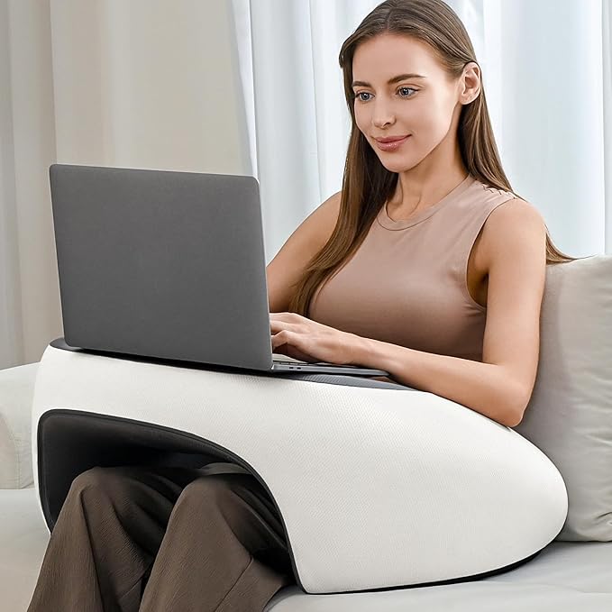 Reading Pillow, Lap Desk Pillow for Adult, Gaming Pillow Memory Foam for Arm Support, Arm Rest for Working, Crocheting, Playing Game or Siting in Bed, Floor, Sofa (Grey)