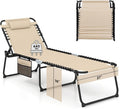 GYMAX Lounge Chair for Outside, 440lbs 27” Oversize Folding Beach Tanning Sunbath Chair with Adjustable Backrest & Removable Pillow, Lightweight Portable Patio Lounger for Lawn Poolside (Sand,1)
