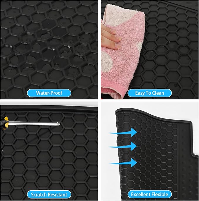 Car Floor Mats Custom Fit for Infiniti QX60 2022-2025(2nd Row Bucket Seats) Black Rubber Auto Liner Mats All Weather Protection Odorless