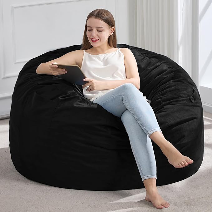 Hobestluk 3FT Bean Bag Chair Giant Bean Bag Chairs for Adults Large Bean Chairs with Removable Cover, Beanbag Chair with Filler, Adult Bean Bag Chairs for Living Room, Bedroom