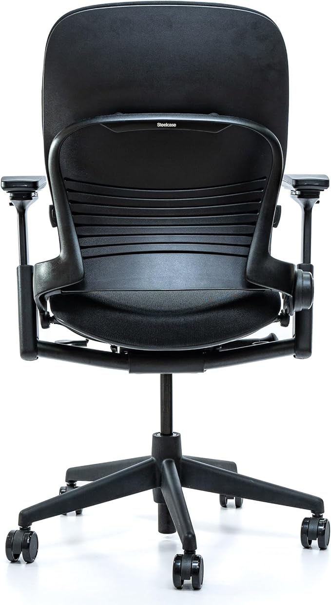 Steelcase Leap V2 Office Chair - Remanufactured by Crandall Office - Ergonomic, Fully Adjustable, 12-Year Warranty, Black Fabric - Premium Work & Home Office Seating