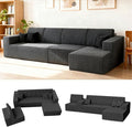 Komusou 142" Boneless Couch, Cloud Modular Sectional Sofa with L-Shape Chaise and Deep Seat, Modern Upholstered Couches for Living Room Bedroom No Assembly Required (Grey, Right Facing Chaise)