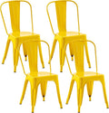 Metal Dining Chairs Set of 4,Stackable Tolix Chair Indoor/Outdoor for Kitchen,Cafe,Restaurant,Bistro & Patio Multiple Colors(Yellow)
