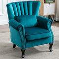 LZAREAL Accent Reading Arm Chairs Midcentury Modern Comfy Corner Sofa Chair, Wingback Waiting Room Club Chair with Tufted Back for Living Room/Bedroom/Reception Room, Velvet Teal