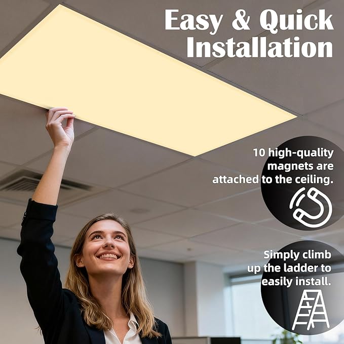 8 Pcs Fluorescent Light Covers - 4 x 2 Feet Covers for Ceiling Lights, Magnetic Light Filters for Classroom, Office, Hospitals, Home