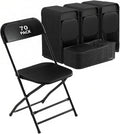 70 Pack Black Plastic Folding Chair for Indoor Outdoor, 350 lb Capacity, Foldable Commercial Stacking Chairs with Steel Frame for Office Wedding Party Events
