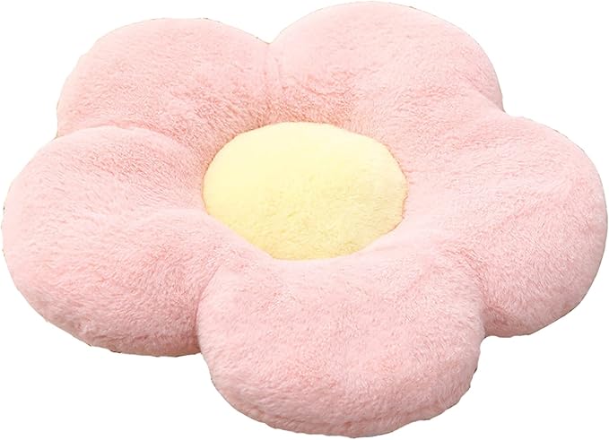 YILANLAN Cute Flower Cushion Plush Floor Pillow Casual Comfortable Pillow Office Living Room Bed Decoration Cushion Simple Room Decoration (50cm, Pink)