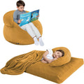 COMAX Bean Bag Chair for Kids, Convertible Toddler Beanbag Bed Corduroy, Children Bean Chair Stuffed to Floor Mattress with Filler, Yellow