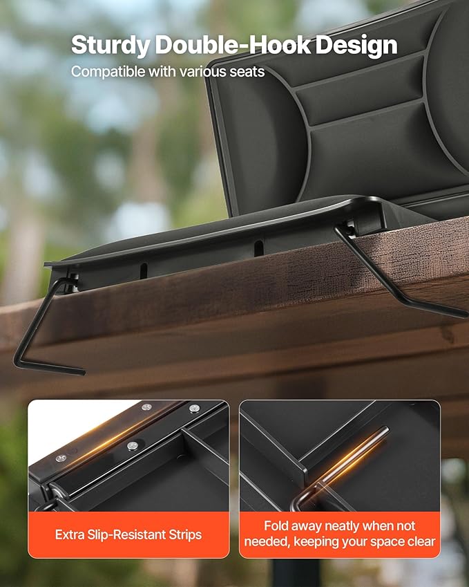 VEVOR Stadium Seat, Folding Bleacher Chair with Back Support and Thick Cushion, Padded Stadium Seat for Bleacher Includes Shoulder Strap, Hooks, Cup Holder, Lycra Material, Side Pocket, PP Material