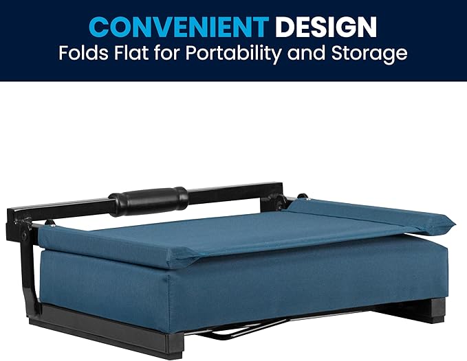 Flash Furniture Grandstand Portable Stadium Seat for Bleachers or Benches, Folding Padded Stadium Chair with Carrying Handle, 500 lb. Weight Capacity, Teal