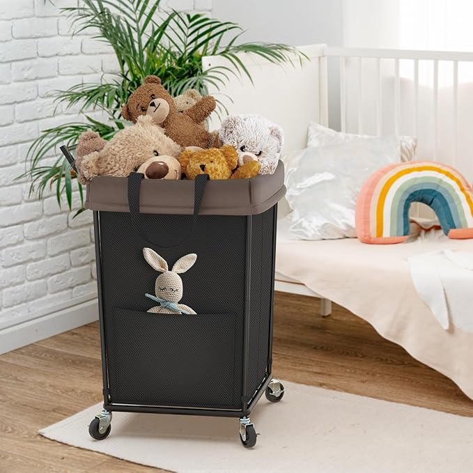Mefirt 160L Laundry Hamper with Wheels and Handle, 2 Section Large Rolling Laundry Basket Bag with Wheels, Clothes Hamper Cart for Laundry, Bedroom, Bathroom and Dorm