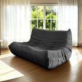 Fireside Loveseat Mid-Century Armless Sofa — Twin-Size Floor Lounger in Soft Premium Corduroy, Foam-Filled Accent Chair for Living Room or Bedroom (Black, Two Seater)