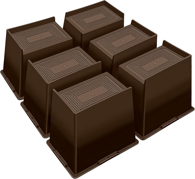 ANNKUT Bed Risers 6 Inch Heavy Duty,Oversized Couch Risers, Extra Wide Furniture Risers for Sofa Table Desk Headboard Chair Lifting,Rectangle Risering Blocks Support 6000 lbs(6 Pack Brown)