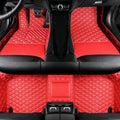 TAHALI Custom Colors Car Floor Mats Black Pink for 99.9% Sedan SUV Sports， All-Weather Liners Car Floor mat，Luxury Leather Automotive Floor Mats (Red Beige,3D Floor Mats)