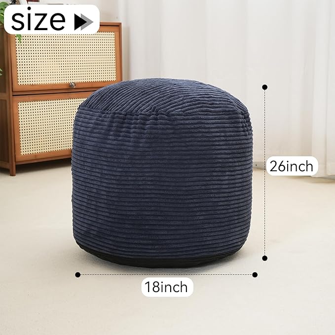 Yueyocici Pouf Ottoman Stuffed Round Modern Foam Filled Foot Rest Poufs for Living Room Chair Decorative 20 X 15 Inches Fluffy Pouf Foot Stool Storage Ottoman, Navy Blue