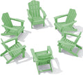 KINGYES Folding Adirondack Chair Set of 6, HDPE All-Weather Folding Adirondack Chair, Light Green