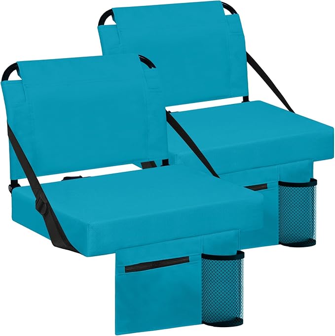 Stadium Seat for Bleachers with Back Support and Wide Padded Cushion Stadium Chair - Includes Shoulder Strap and Cup Holder