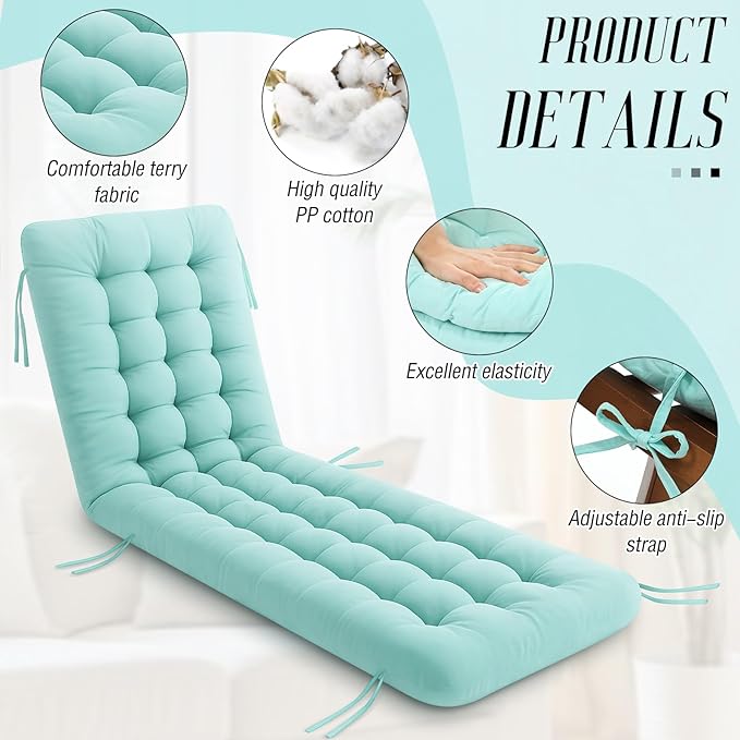 Vercraft Long Floor Cushion Large Floor Cushion with Brushed Cotton 74.8 x 27.5 x 3.15 in Jumbo Lounger Pillow for Outdoor Indoor Bay Window Meditation Yoga Reading Sleeping(Cyan)