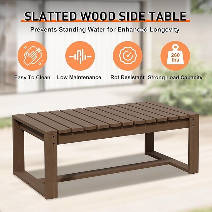 INTER HUT Rustic Hideaway Natural Cedar Wood Outdoor Furniture Set, Wicker Patio Conversation Set for Porch Garden Backyard, Couch, 4 Patio Chairs, Tables, 7 Piece, Brownish/Beige