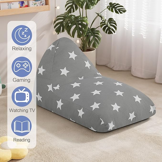 COMAX Bean Bag Chairs for Kids, Kid Beanbag Chair Stuffed with Filler, Toddler Lounge Chair Cotton, Lazy Floor Lounger for Girls and Boys, Premium Cotton Canvas