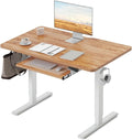 FEZIBO Standing Desk with Keyboard Tray, 40 x 24 Inch Adjustable Height Sit Stand Desk with Memory Presets for Home Office, Ergonomic Computer Workstation, Light Rustic