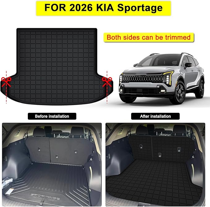 Floor Mats for 2023-2025 2026 Kia Sportage (Only Fit Gas) & Cargo Mat & Backrest Mat. TPE All Weather Protection Floor Liners with Cargo Liner Covering The Backrest Full Set Accessories
