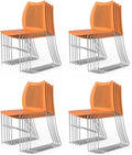 VINGLI Stacking Chairs Set of 20 Stackable Office Chairs with Metal Sled Base, Ergonomic Plastic Seat & Holes Back, Stacking Chairs for Waiting Room Break Room Banquet Guest, Orange